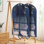 KEEGH Clear Garment Bags for Dance Costumes 40 inch Dance Garment Bags for Dancers Hanging Clothes for Closet Storage, with 4 Zipper Pockets for Dance Competitions, Ballet, Theatre, 6 Pack, Navy Blue