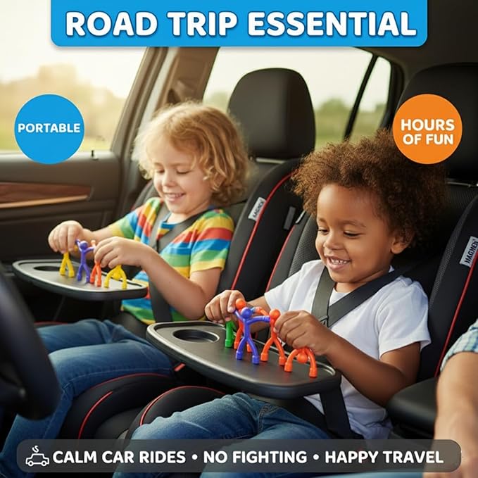 MAGMEN Airplane & Road Trip Toy 10-Pack Solid Colors - Quiet Time Activities for Kids - Sensory Magnetic Fidget Travel Toys for Car, Airplane, & Restaurants - STEM Building Figures8 | Screen-Free Fun