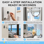 Magnetic Travel Clothesline - Cruise Ship Essentials & Must Haves 2026 - Stretches to 12ft Retractable Laundry Drying Line with Non-Scratch Magnetic Hooks, Positioning Beads & 12 Anti-Slip Clips