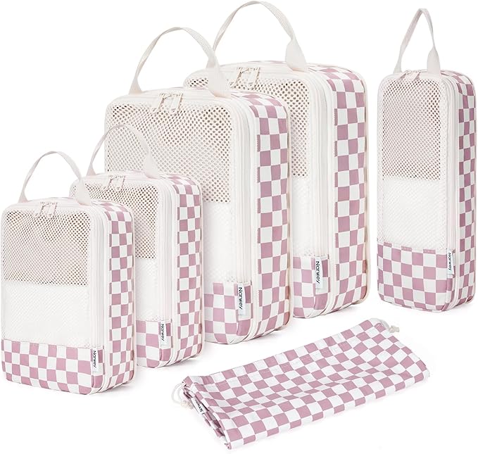 Narwey 6 Set/5 Set Compression Packing Cubes for Travel Kids Women Carry on, Packing Organizers Bag for Backpack Luggage Suitcase Duffle Bags