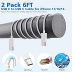 iPhone Charger Fast Charging,[Apple MFi Certified] 45W Dual Quick Apple Charger 2Pack 6FT Type C Block USB C to C Cable for iPhone 17E/17 ProMax/Air/17 Pro/16 Pro Max/16Pro/16E/15 ProMax/Plus,iPad Pro