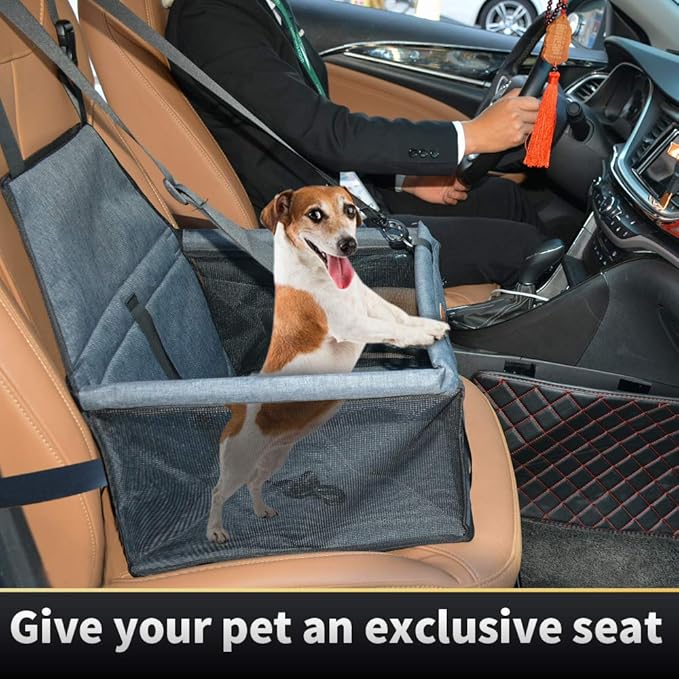 Dog Car Seat Puppy Portable Pet Booster Car Seat with Clip-On Safety Leash and PVC Fram, Anti-Collapse,Perfect for Small Pets