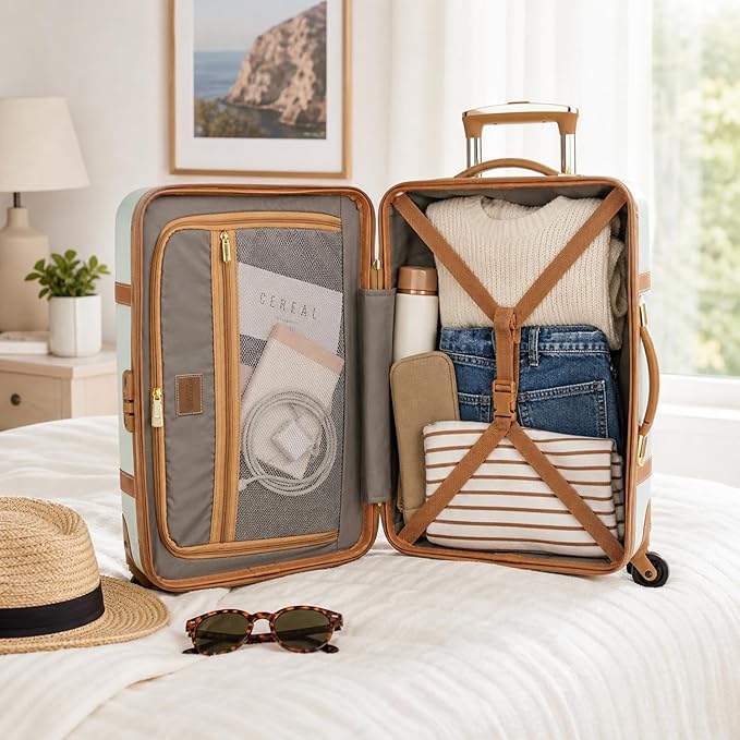 World Traveler VentureX Airline Approved 2-Piece Carry-On Luggage Set – Lightweight Hardside Polycarbonate Suitcase with Spinner Wheels - Gatsby Mint