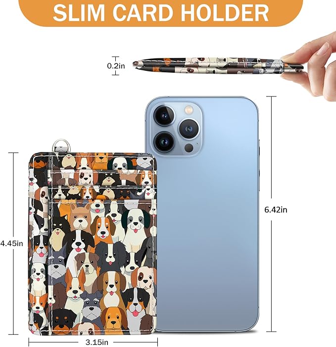 Yonlevres Credit Card Holder Slim Wallet, Puppy Dog RFID Wallet Women Front Pocket Card Holder Thin Small Cute Travel ID Window PU Leather RFID Blocking Case Organizer Purse Gift