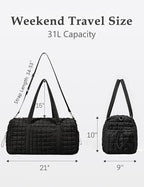 Quilted Travel Duffle Bag for Women Medium Weekender Bag Puffer Overnight Bag Large Soft Puffy Duffel Bag Carry-On Gym Bag Lightweight Personal Item Travel Bag for Trips Business Sport Airplane