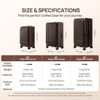 NINETYGO Medium Checked Luggage 25 Inch, Flat Top Opening Check In Luggage with Cup Holder, Expandable, Coffee-Infused PC Hard Shell, Eco-Friendly, TSA Lock, 360° Spinner Wheels (Latte)