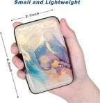 Credit Card Holder, Mini Aluminum Card Wallet RFID Blocking Slim Metal Hard Card Case for Women Men, Pink Gold Marble