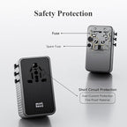 Minthouz Universal Travel Adapter, International 140W Power Adapter GaN PD Fast Charger with 3 USB-C PD & 1 USB-A Port, All-in-One Portable AC Worldwide Power Converter Plug for USA EU UK AUS and More