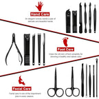Manicure Set Professional Nail Clippers Kit Pedicure Care Tools- Stainless Steel Women Grooming Kit 18Pcs for Travel or Home (Red)