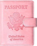 Sizobi Passport Holder for Travel, RFID Passport Cover Wallet for Women Men, Leather Passport Book Card Holder Case for International Travel Must Haves Accessories, Cruise Ship Essentials Gifts, Pink