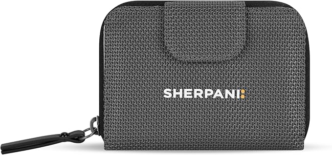 Sherpani Barcelona AT, Small Nylon Bifold Zipper Pocket Wallet, Travel Bag for Men Women, RFID Protection, Unisex Travel Gift (Granite)