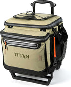 Titan by Arctic Zone Collapsible Wheeled Soft Sided Cooler with Detachable Rolling AT Cart, Insulated Bag with Leak Proof Lining, for Travel, Beach, Picnic, 60 Can Capacity
