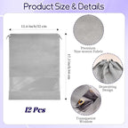 12 Pcs Portable Travel Shoe Bags, 17.3 x 12.6 Inches Waterproof Non-Woven Shoe Organizers Storage Bags, Large Drawstring Shoes Pouch Packing Organizers with Rope for Men, Women, Children (Grey)