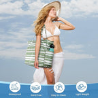 Trifabricy Beach Bags for Women Waterproof Sandproof Women Tote Bag, Large Beach Bag with Zipper for Gym Travel Vocation