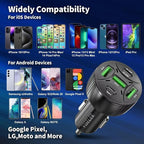 USB C Car Charger Adapter, PD 3.0 Charger, 5 USB QC 3.0 Car Phone Chager Fast Charging for iPhone 17, Galaxy S24 and Other USB Device. (1Pack)