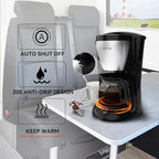 Portable Coffee Maker for Camping, Compact Drip Coffee Maker Brewer Includes 22oz Glass Carafe, Reusable Powder Filter for Traveling, RV, Office, Camping