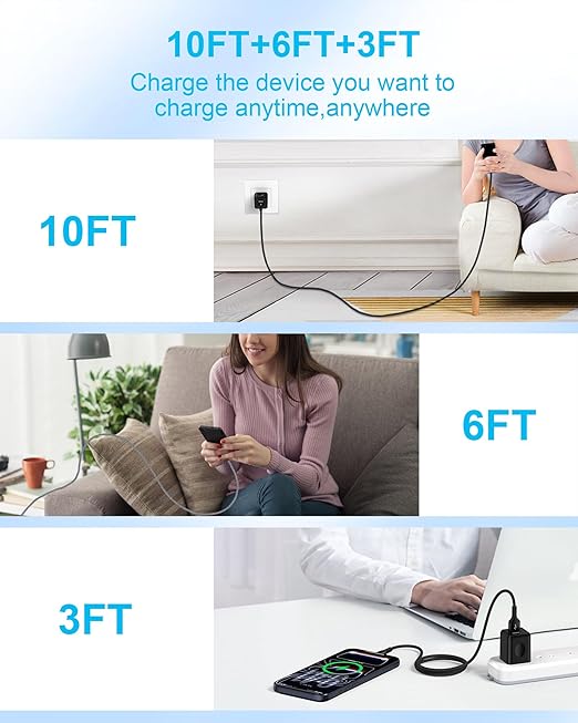 iPhone 17e Charger Cable 10 Feet for Apple 17 Air 16e 16 15 Pro Max/Pro/Plus, Android Charger Cable 10Ft, USB A to USB C Fast Charging Cord Car Play Moto Usbc Power Wire with Usba End Car Carplay
