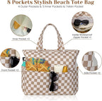Trifabricy Beach Bags for Women Waterproof Sandproof Women Tote Bag, Large Beach Bag with Zipper for Gym Travel Vocation