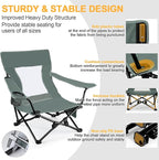 Joyfair Beach Camping Chair (2 Pack), Outdoor Folding Lawn Chair for Adults, Heavy Duty Portable Chair with Armrest for Outside Fishing, Sport, Patio, Cup Holder & Storage Pocket, Carry Bag (Grey)