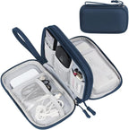 FYY Electronic Organizer, Travel Cable Organizer Bag Pouch Electronic Accessories Carry Case Portable Waterproof Double Layers Storage Bag for Cable, Cord, Charger, Phone, Earphone, Medium Size, Navy