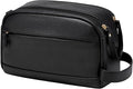 PU Leather Toiletry Bag for Men - Water Resistant Travel Bag for Toiletries, Bathroom Essentials, Accessories - Black