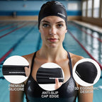 2pcs High Elasticity Silicone Swim Cap for Women and Men, Comfortable Non-Slip Swimming Caps for Long and Short Hair, Durable Waterproof Swim Hats for Adults, Keep Hair Dry