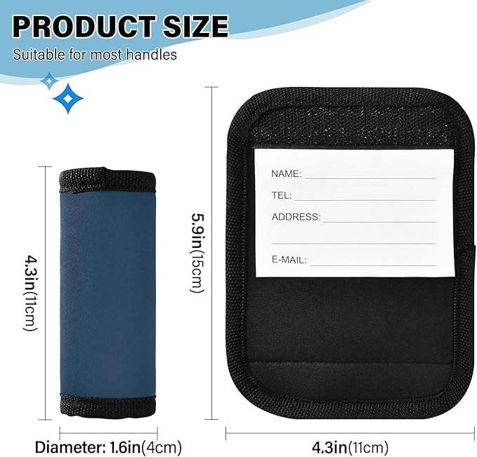 DOMIKING Blue Luggage Handle Wraps for Suitcase Luggage Identifier Soft Luggage Markers for Travel Bag Suitcase Luggage Handle Covers Travel Accessories, 4 Pack