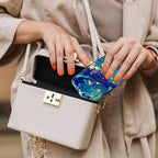 Credit Card Holder, Mini Aluminum Card Wallet RFID Blocking Slim Metal Hard Card Case for Women Men, Blue Green Marbling