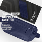 VENTURE 4TH Money Belt for Travel – Slim Hidden Under-Clothes RFID Blocking Anti-Theft Passport Holder & Travel Wallet Pouch for Men & Women to Protect Cash, Cards & Documents (Sleek Navy Blue)