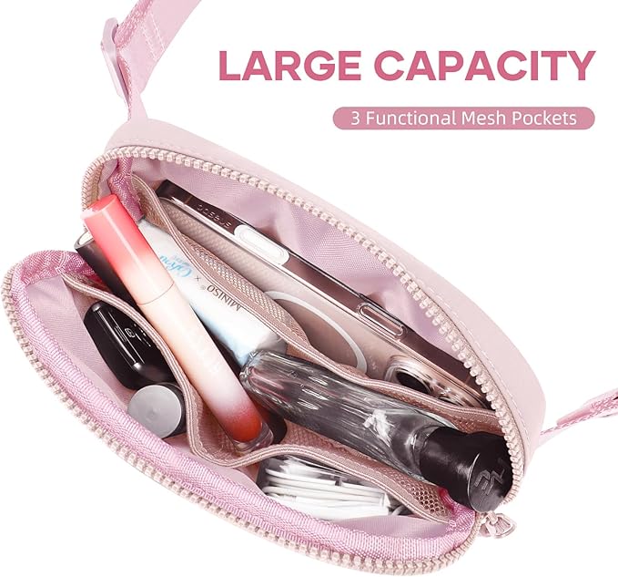 Fanny Pack for Women Men, Waterproof Belt Bag with Adjustable Strap & Back Anti-Theft Zipper Pocket, Lightweight Crossbody Bag for Travel, Workout, Running (6.Pink upgrade)