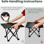 2 Pack Portable Camping Table Foldable, Ultralight Small Folding Beach Table with Carry Bag for Outdoor Travel, Beach, Camp, Picnic, BBQ, Cooking, Festival, Boat, Home Use (Black-S)