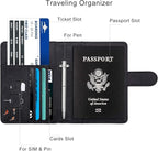 WALNEW Passport Holder for Travel, RFID Passport Cover Wallet for Women Men, PU Leather Passport Book Card Holder Case with Pen (Buckle Closure, Buckle-Carp)