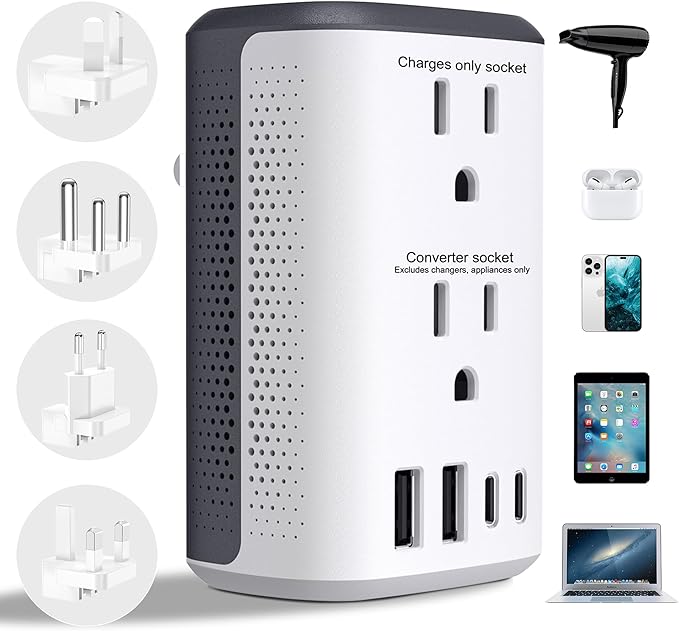 Voltage Converter Us to Europe, Power Converter Combo, 220v to 110v European Plug Converter 2300w Travel Adapter Worldwide, Step Down European, Travel Adapter Worldwide