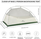 Naturehike Cloud-Up Tent Lightweight Backpacking Tent with Footprint - Free Standing Ultralight Camping Hiking Backpack Tents