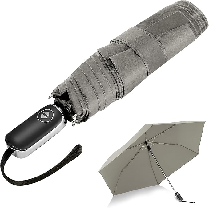 Compact Travel Umbrella for Purse - Flat Handle, Waterproof for Light Rain