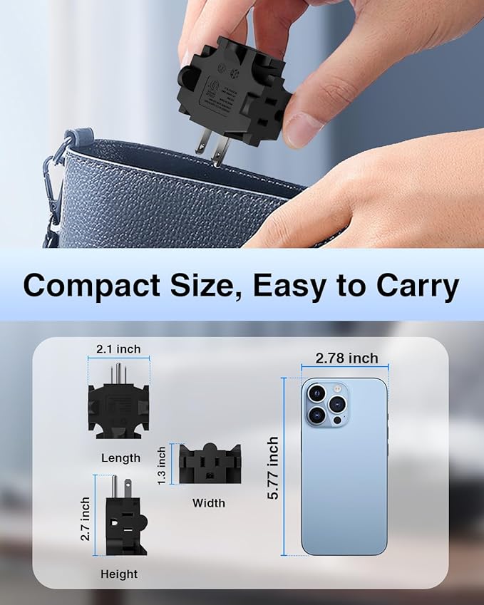 K KASONIC - 3-Outlet Grounding Adapter, Multiple Plug Outlet Extender, Power Splitter, [ETL Listed] Heavy-Duty Grounded Power Tap - 4 Pack, Black