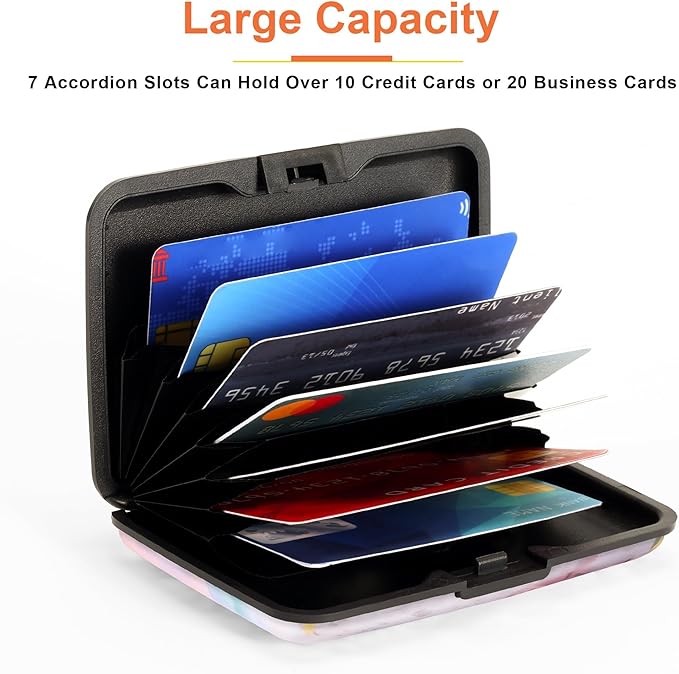 Mayski Credit Card Holder, RFID Blocking, Aluminum Alloy Hard Case, Small Mini Business Metal Wallet for Women Men, Seaside