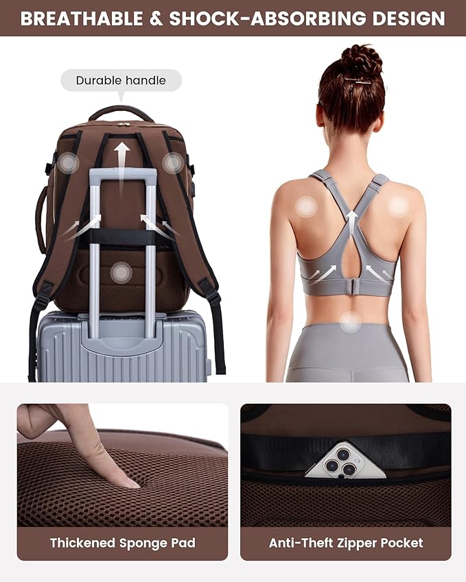LOVEVOOK Large Travel Backpack for Women, TSA Carry on Backpack for Airplanes, 50L Personal Item Travel Bag for Women fits 17" Laptop,Waterproof Carry on Bag Airplane Approved with 3 Packing Cubes