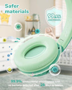 iClever BTH27 Toddler Headphones for 2+ Year Old-CPC Certified, 75/80dBA Safe Volume Limited, 74H Playtime, Bluetooth 5.4, BPA Free, Kids Bluetooth Headphones Aux Cord for Travel iPad, Green