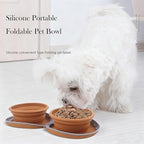 Collapsible Dog Bowls,2-in-1 Pet Bowls with Zipper Carrying Case and Carabiner Clip for Traveling Hiking Camping Walking,Brown