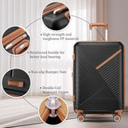 4 Piece Luggage Set, Hardside Expandable Lightweight Suitcase with 360° Mute Spinner Wheels Luggage Sets, TSA Lock, 14/20/24/28 Inch Travel Luggage for Men, Women and Girls (Black)