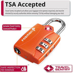 Fosmon TSA Accepted Luggage Locks (Orange - 4 Packs), Open Alert Indicator 3 Digit Combination Padlock Codes for Travel Bag, Suit Case, Lockers