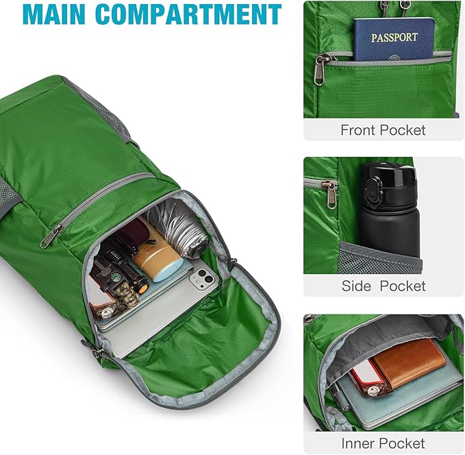 G4Free Lightweight Packable Hiking Backpack for Men Women Small Hiking Daypacks Foldable Shoulder Pack Casual Outdoor Bag 11L