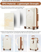 Somago Expandable Carry On luggage with Shock-Absorbing Braking Spinner Wheels Moon Star Design Hard Shell Suitcase with Cupholder TSA Lock (White,Expandable 20 Inch)