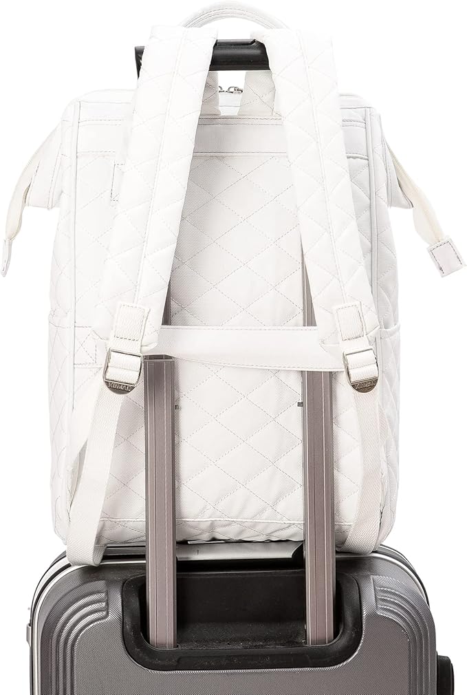 Kinmac Wide Open Style Laptop Backpack College Travel Outdoor Backpack For Laptop Up to 15.6 Inch (White Embroidery)