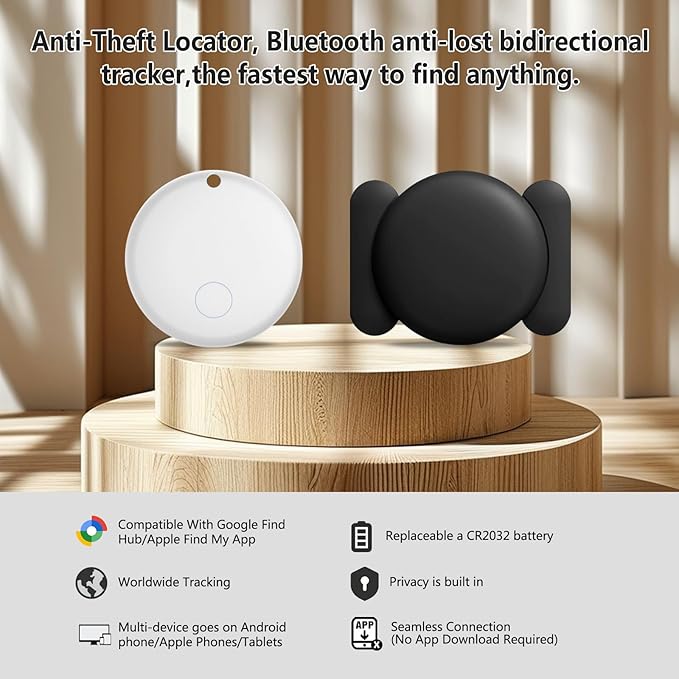 GPS Tracker for Vehicles,GPS Car Tracker with Magnetic Case,Work with Google Find My(Android Only),Real-time Global Coverage Car Locator for Truck,No Subscription&Monthly Fee/No SIM Card-White