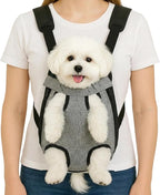 Dog Backpack Carrier, Front Pocket for Essentials, Legs Out Carrying Sling Travel Bag for Small Medium Dogs 2.5-4 Lbs, Soft Wearable Puppy Chest Carry Backpacks for Walking/Hiking/Camping/Traveling