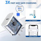 3 Pack Fast Charger iPhone,【Apple MFi Certified】6FT iPhone Charger Fast Charging USB C Block Wall Adapter 6 Foot Type C to Lightning Cable for iPhone 14 Pro Max/14 Plus/13 Pro/12/12Pro/11/XS/X,AirPods