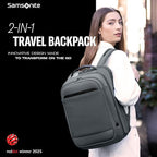 Samsonite Paralux 2-in-1 Travel Backpack, Converts into Main Bag + Go Bag, Lay-Flat Packing, StackIt™ Strap, Laptop Sleeve & Integrated AirTag™ Holder - Business & Adventure Travel Bag - Black