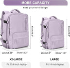 WONHOX Large Travel Backpack Women, Carry On Backpack,Hiking Backpack Waterproof Outdoor Sports Rucksack Casual Daypack with USB Charging Port Shoes Compartment, Purple